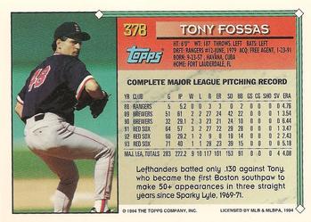 1994 Topps #378 Tony Fossas Back