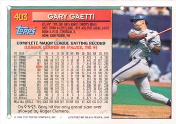 1994 Topps #403 Gary Gaetti Back