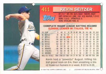1994 Topps #411 Kevin Seitzer Back