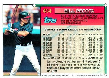 1994 Topps #414 Bill Pecota Back