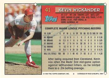 1994 Topps #41 Kevin Wickander Back