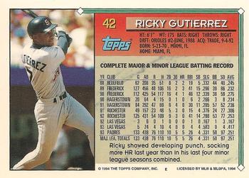 1994 Topps #42 Ricky Gutierrez Back