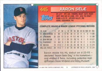 1994 Topps #445 Aaron Sele Back
