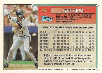 1994 Topps #44 Jeff King Back