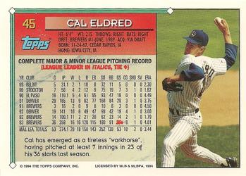 1994 Topps #45 Cal Eldred Back
