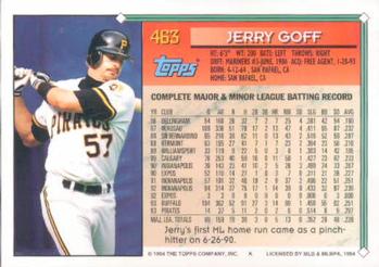 1994 Topps #463 Jerry Goff Back