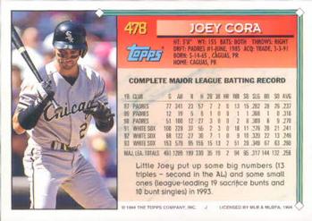 1994 Topps #478 Joey Cora Back