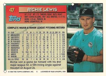 1994 Topps #47 Richie Lewis Back