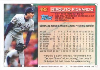 1994 Topps #482 Hipolito Pichardo Back