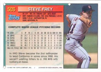 1994 Topps #503 Steve Frey Back