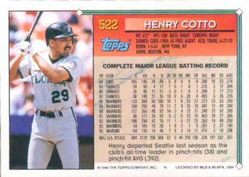 1994 Topps #522 Henry Cotto Back