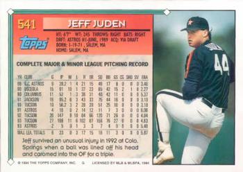 1994 Topps #541 Jeff Juden Back