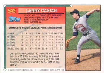 1994 Topps #543 Larry Casian Back