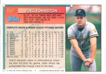 1994 Topps #557 Joel Johnston Back