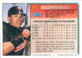 1994 Topps #571 David Segui Back