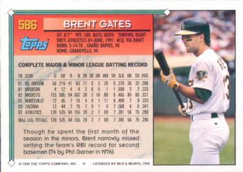 1994 Topps #586 Brent Gates Back