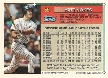 1994 Topps #59 Matt Nokes Back