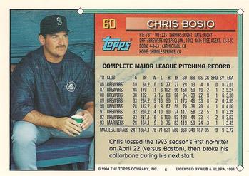 1994 Topps #60 Chris Bosio Back