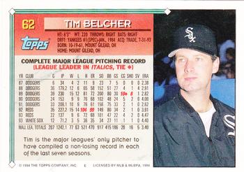1994 Topps #62 Tim Belcher Back
