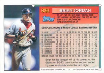 1994 Topps #632 Brian Jordan Back