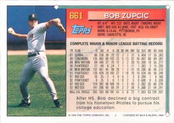 1994 Topps #661 Bob Zupcic Back