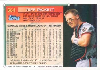 1994 Topps #664 Jeff Tackett Back