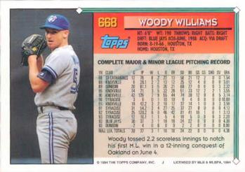1994 Topps #668 Woody Williams Back