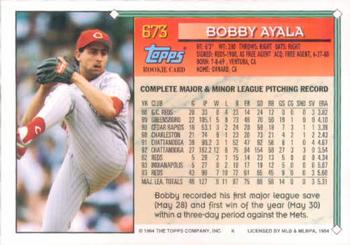 1994 Topps #673 Bobby Ayala Back