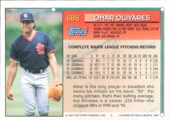 1994 Topps #689 Omar Olivares Back