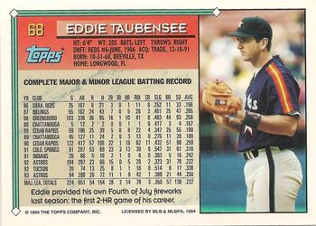 1994 Topps #68 Eddie Taubensee Back