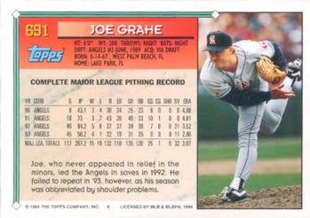1994 Topps #691 Joe Grahe Back