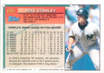 1994 Topps #695 Mike Stanley Back
