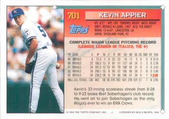 1994 Topps #701 Kevin Appier Back