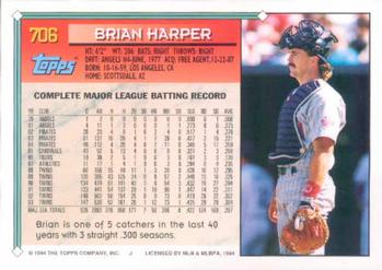 1994 Topps #706 Brian Harper Back
