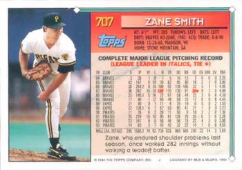 1994 Topps #707 Zane Smith Back