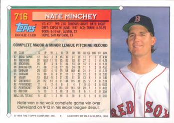 1994 Topps #716 Nate Minchey Back