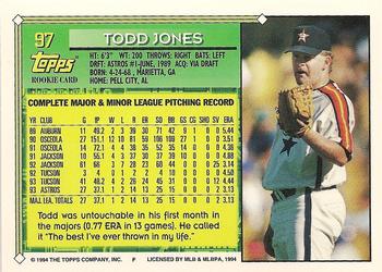 1994 Topps #97 Todd Jones Back