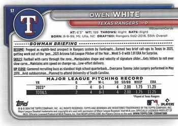 2024 Bowman - Fuchsia #57 Owen White Back