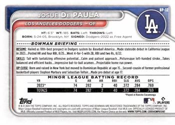 2024 Bowman - Prospects #BP-12 Josue De Paula Back