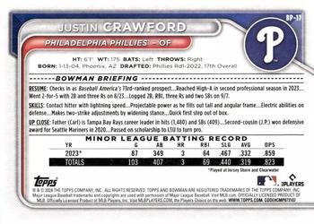 2024 Bowman - Prospects #BP-17 Justin Crawford Back