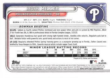 2024 Bowman - Prospects #BP-27 Aidan Miller Back