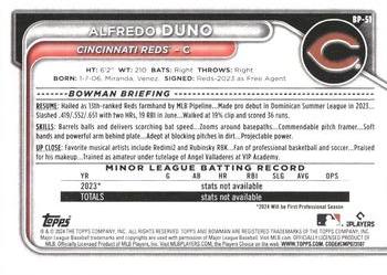 2024 Bowman - Prospects #BP-51 Alfredo Duno Back