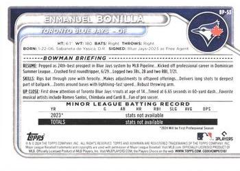 2024 Bowman - Prospects #BP-53 Enmanuel Bonilla Back