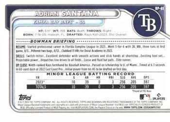 2024 Bowman - Prospects #BP-61 Adrian Santana Back