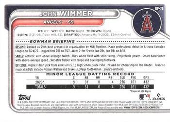 2024 Bowman - Prospects #BP-78 John Wimmer Back