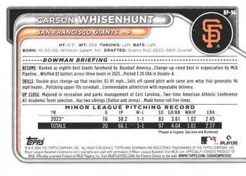 2024 Bowman - Prospects #BP-96 Carson Whisenhunt Back