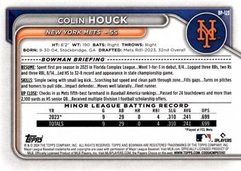2024 Bowman - Prospects #BP-123 Colin Houck Back