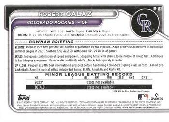 2024 Bowman - Prospects #BP-131 Robert Calaz Back
