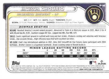 2024 Bowman - Prospects #BP-140 Jackson Chourio Back