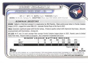 2024 Bowman - Prospects #BP-142 Arjun Nimmala Back